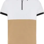 Golfino Typo/Sleek Zip Polo, hellbraun/weiß