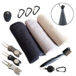 Golfhandtuch Magnetisch + Bürste Pitchgabel im Set