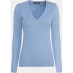 Valiente Zopf Pullover Strick hellblau