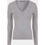 Valiente Zopf Pullover Strick hellgrau melange