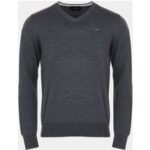 Daniel Springs Basic Strick V Pullover dunkelgrau